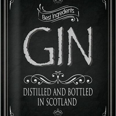 Cartel de chapa 20x30cm Gin mejores ingredientes Escocia