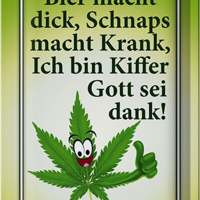 Blechschild Spruch 20x30cm Bier dick Schnaps krank Kiffer