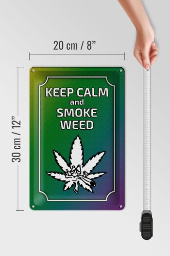 Panneau en étain disant 20x30cm Keep Calm and smoke weed 4