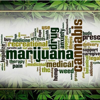 Cartel de chapa Cannabis 30x20cm Terapia de marihuana dolor humo