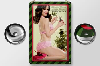 Plaque en tôle Cannabis 20x30cm cultivez votre propre dope Pinup 2