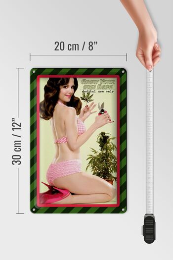 Plaque en tôle Cannabis 20x30cm cultivez votre propre dope Pinup 4