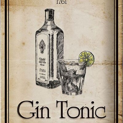 Tin sign 20x30cm 1761 Gin tonic Retro