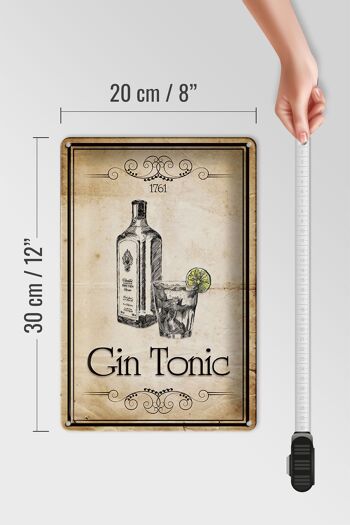 Plaque en tôle 20x30cm 1761 Gin tonic Rétro 4