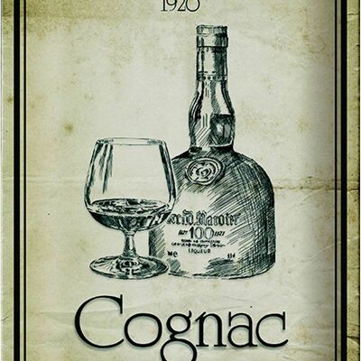 Plaque en tôle 20x30cm 1920 Cognac Rétro