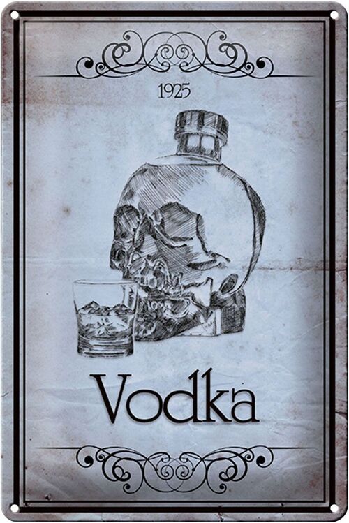 Blechschild 20x30cm 1925 Vodka Totenkopf