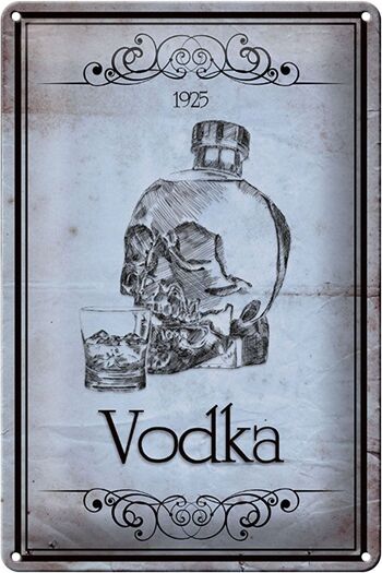 Plaque en tôle 20x30cm 1925 Crâne de Vodka 1
