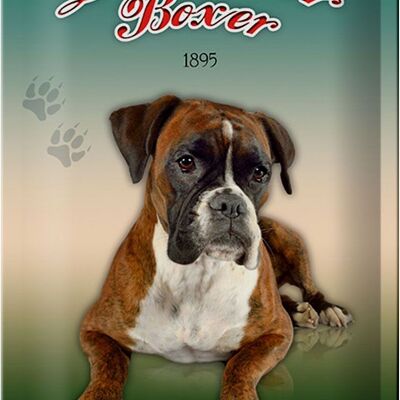 Tin sign dog 20x30cm German Boxer 1895