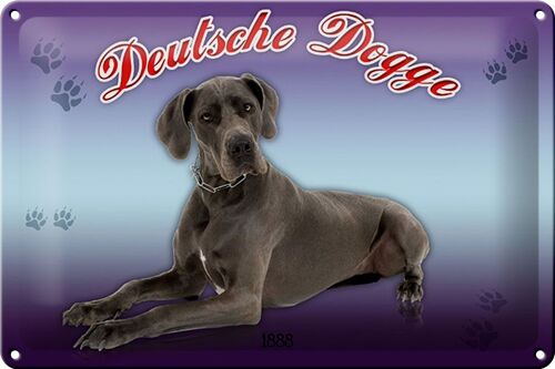 Blechschild Hund 30x20cm Deutsche Dogge 1888