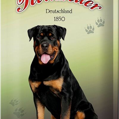 Cartel de chapa perro 20x30cm Rottweiler Alemania 1850