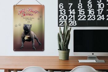 Plaque en tôle chien 20x30cm Pit Bull Terrier Amérique 1898 3