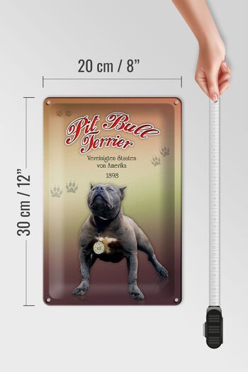 Plaque en tôle chien 20x30cm Pit Bull Terrier Amérique 1898 4