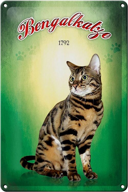 Blechschild Katze 20x30cm Bengalkatze 1792 Wanddeko