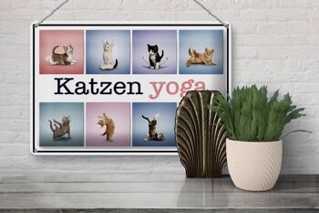 Plaque en tôle chat 30x20cm chats yoga décoration colorée 3