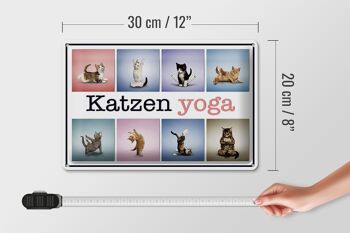 Plaque en tôle chat 30x20cm chats yoga décoration colorée 4