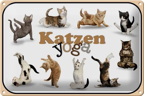 Blechschild Katze 30x20cm Katzen Yoga Wanddeko Dekoration