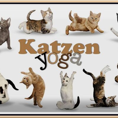 Plaque en tôle chat 30x20cm chats yoga décoration murale