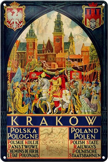 Plaque en tôle Pologne 20x30cm Cracovie Polska Pologne décoration murale 1