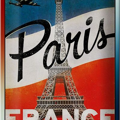 Plaque en tôle Paris 20x30cm Tour Eiffel France décoration murale