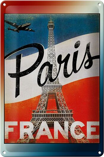 Plaque en tôle Paris 20x30cm Tour Eiffel France décoration murale 1