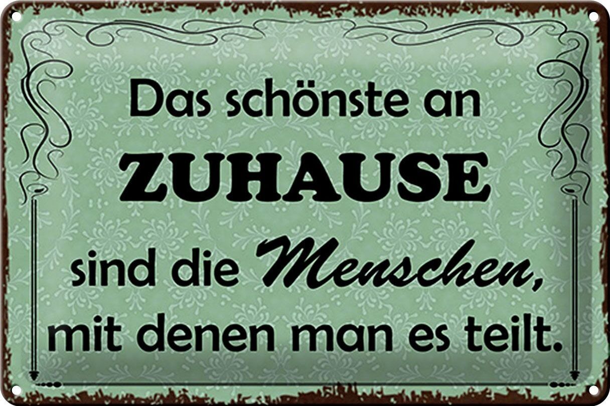 Targa in metallo 30x20 cm con scritta "La cosa più bella della casa è".