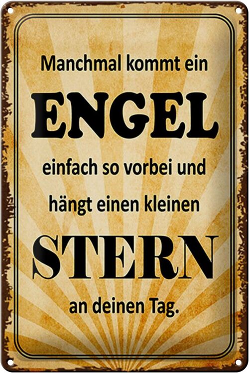 Blechschild Spruch 20x30cm manchmal kommt ein Engel