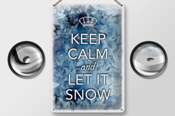 Panneau en étain disant 20x30cm Keep Calm and let is snow 2