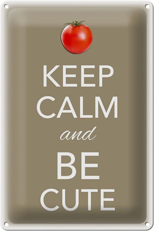 Blechschild Spruch 20x30cm Keep Calm and be cute Tomate