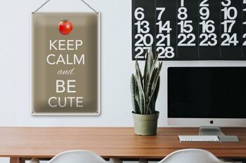 Panneau en étain disant 20x30cm Keep Calm and be cute tomate 3