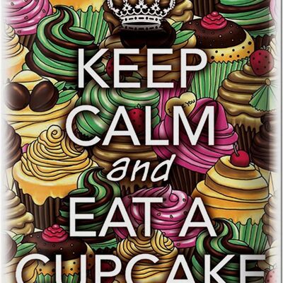 Targa in metallo con scritta "Keep Calm and eat a Cupcake" 20x30 cm