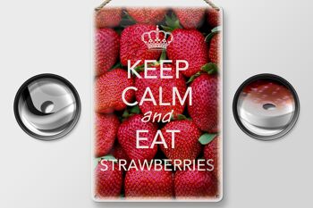Panneau en étain disant 20x30cm Gardez votre calme et mangez des fraises 2