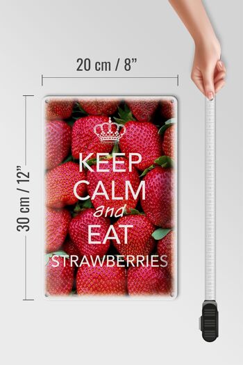 Panneau en étain disant 20x30cm Gardez votre calme et mangez des fraises 4