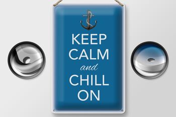 Panneau en étain disant 20x30cm Keep Calm and chill on 2