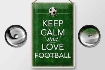 Panneau en étain disant 20x30cm Keep Calm and love Football 2