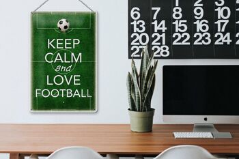 Panneau en étain disant 20x30cm Keep Calm and love Football 3