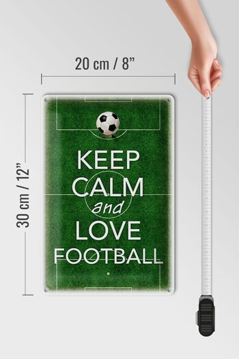 Panneau en étain disant 20x30cm Keep Calm and love Football 4