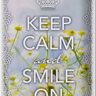 Targa in metallo con scritta "Keep Calm and smile on Krone" 20x30 cm