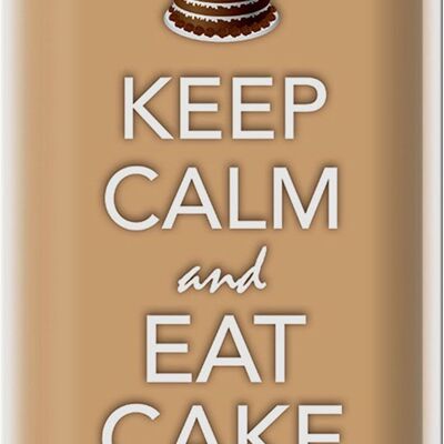 Targa in metallo con scritta "Keep Calm and eat cake" 20x30 cm
