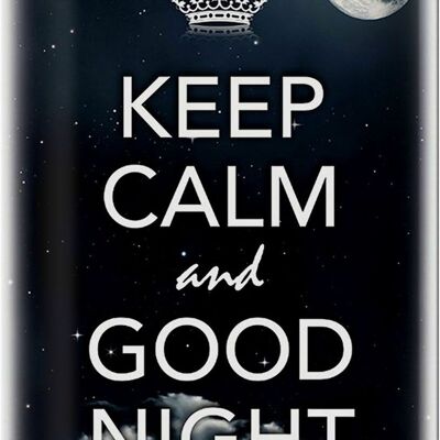 Targa in metallo con scritta "Keep Calm and Good Night" 20x30 cm