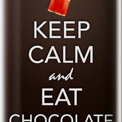 Targa in metallo con scritta "Keep Calm and eat cioccolato" 20x30 cm