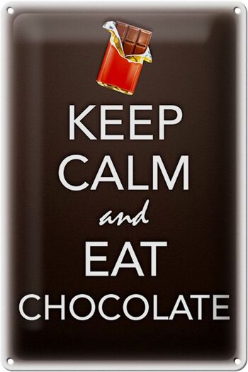 Panneau en étain disant 20x30cm Keep Calm and eat chocolate 1