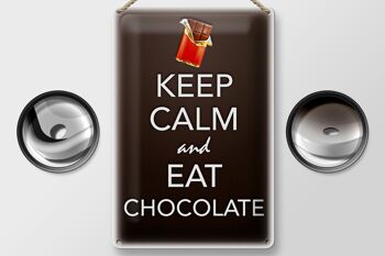Panneau en étain disant 20x30cm Keep Calm and eat chocolate 2