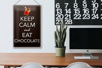 Panneau en étain disant 20x30cm Keep Calm and eat chocolate 3