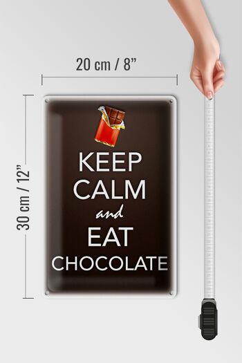 Panneau en étain disant 20x30cm Keep Calm and eat chocolate 4