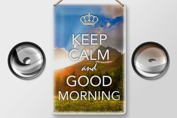 Panneau en étain disant 20x30cm Keep Calm and Good Morning 2