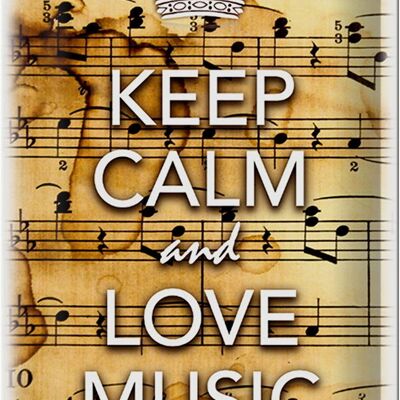 Panneau en étain disant 20x30cm Keep Calm and love music