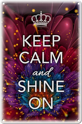 Panneau en étain disant 20x30cm Keep Calm and Shine On 1