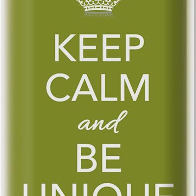 Targa in metallo con scritta "Keep Calm and be unique" 20x30 cm