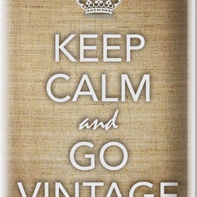 Targa in metallo con scritta "Keep Calm and go vintage" 20x30 cm