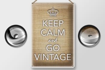 Panneau en étain disant 20x30cm Keep Calm and go vintage 2